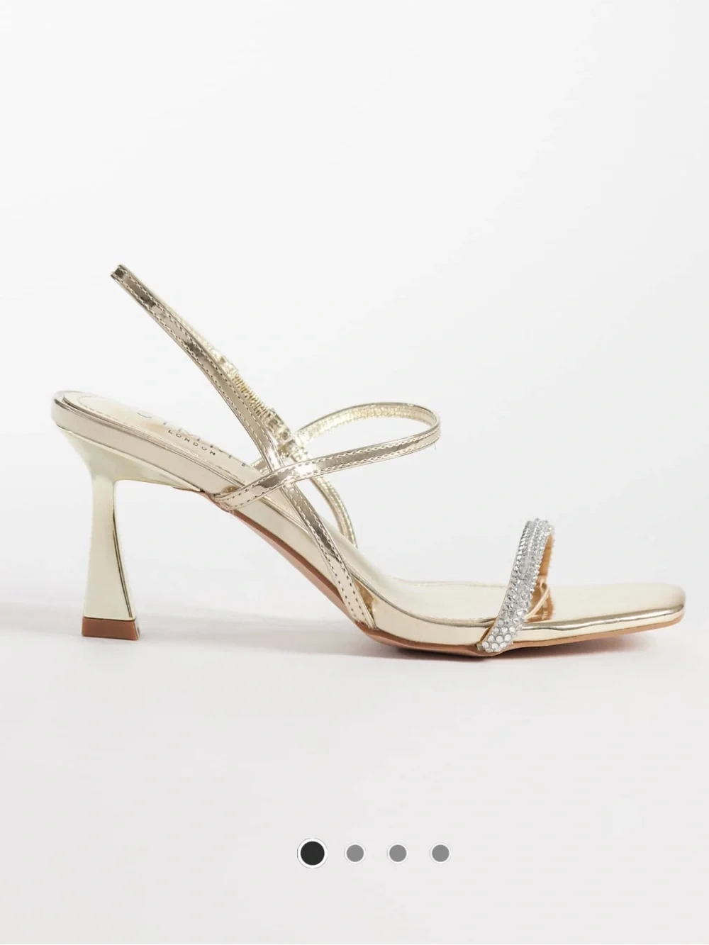 Gold Strappy Slingback Sandals with Rhinestone Accent
